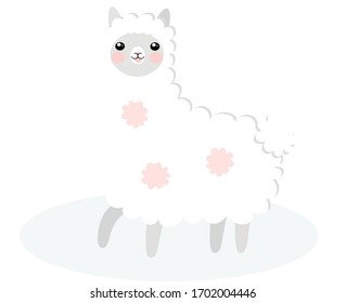 funny kawaii llamas dance and jump, transparent background