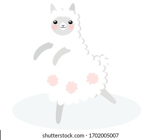 funny kawaii llamas dance and jump, transparent background