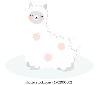 funny kawaii llamas dance and jump, transparent background