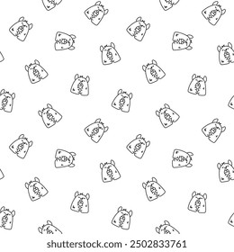 Funny kawaii monster cartoon. Seamless pattern. Coloring Page. Cute fantastic character. Hand drawn style. Vector drawing. Design ornaments.