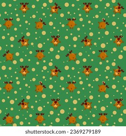 Funny kawaii moose seamless pattern background. Colored decorative endless flat vector backdrop animal tracery for fabric, cloth, print, backsplash, textile or wrapping paper	
