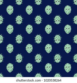 Funny kawaii pattern in pretty childish cactus. Cartoon succulent. Floral seamless background for textile, surface, fabric, wallpapers, scrapbooking, decoupage.