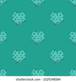 Funny kawaii pattern in pretty childish cactus. Cartoon succulent. Floral seamless background for textile, surface, fabric, wallpapers, scrapbooking, decoupage.