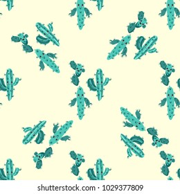Funny kawaii pattern in pretty childish cactus. Cartoon succulent. Floral seamless background for textile, surface, fabric, wallpapers, scrapbooking, decoupage.