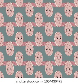 Funny kawaii pattern in pretty childish cactus. Cartoon succulent. Floral seamless background for textile, surface, fabric, wallpapers, scrapbooking, decoupage.