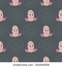 Funny kawaii pattern in pretty childish cactus. Cartoon succulent. Floral seamless background for textile, surface, fabric, wallpapers, scrapbooking, decoupage.