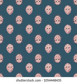 Funny kawaii pattern in pretty childish cactus. Cartoon succulent. Floral seamless background for textile, surface, fabric, wallpapers, scrapbooking, decoupage.