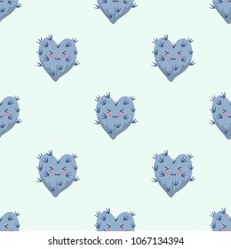 Funny kawaii pattern in pretty childish cactus. Cartoon succulent. Floral seamless background for textile, surface, fabric, wallpapers, scrapbooking, decoupage.