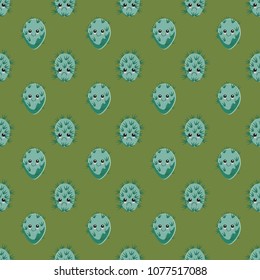 Funny kawaii pattern in pretty childish cactus. Cartoon succulent. Floral seamless background for textile, surface, fabric, wallpapers, scrapbooking, decoupage.