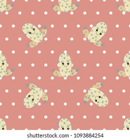 Funny kawaii pattern in pretty childish cactus. Cartoon succulent. Floral seamless background for textile, surface, fabric, wallpapers, scrapbooking, decoupage.