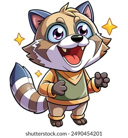 Funny kawaii raccoon telling jokes