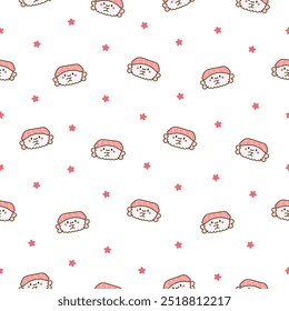 Funny kawaii sushi with cute faces. Seamless pattern. Japanese traditional cuisine dishes characters. Hand drawn style. Vector drawing. Design ornaments.
