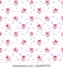 Funny kawaii unicorn fondo de patrón sin costuras. Tracería de animales sin fin de vectores de fondo interminable decorativa para tela, tela, impresión, contraportada, papel textil o envolvente	
