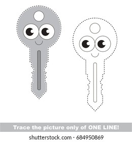 Funny Key to be traced only of one line, the tracing educational game to preschool kids with easy game level, the colorful and colorless version.