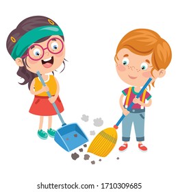 Funny Kid Cleaning The Environment