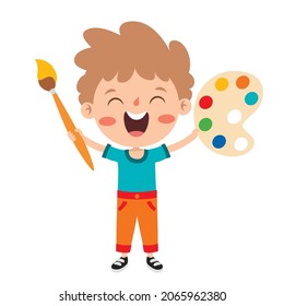 Funny Kid Coloring And Painting