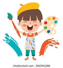 Funny Kid Coloring And Painting