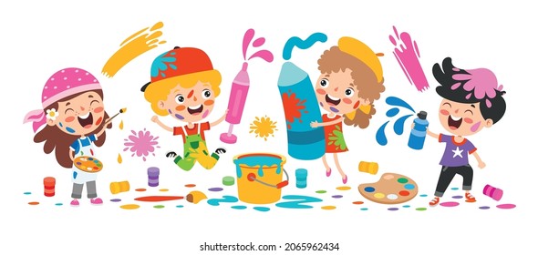 Funny Kid Coloring Painting Stock Vector (Royalty Free) 2065962434 ...