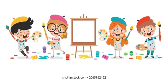 Funny Kid Coloring And Painting