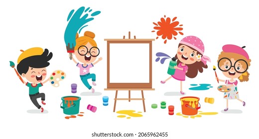 Funny Kid Coloring And Painting