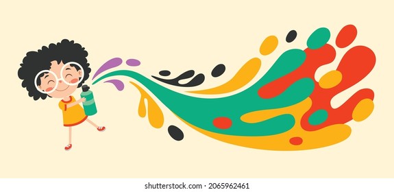 Funny Kid Coloring And Painting
