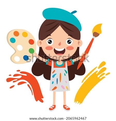 Funny Kid Coloring And Painting