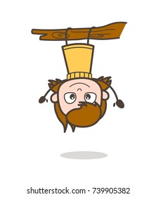 Funny Kid Hanging Upside Down - Cute Cartoon Girl Illustration