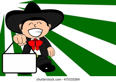 funny kid mexican mariachi cartoon expressions background very easy to edit