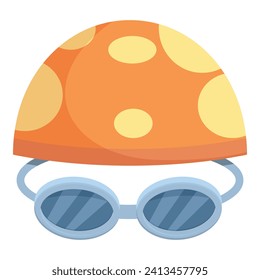 Funny kid swim cap icon cartoon vector. Beach fashion. Athlete contest