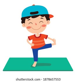 Funny Kid In Yoga Pose