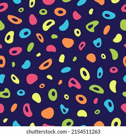 Funny kids abstract vector seamless pattern with bright liquid shapes