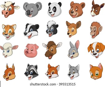 Funny kids animals.Vector illustration set of funny exotic animals.