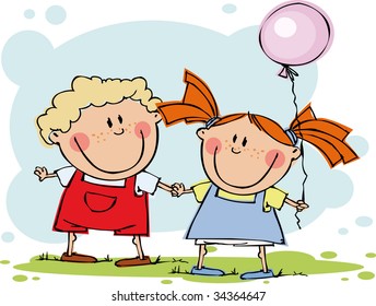 Funny kids  with balloon