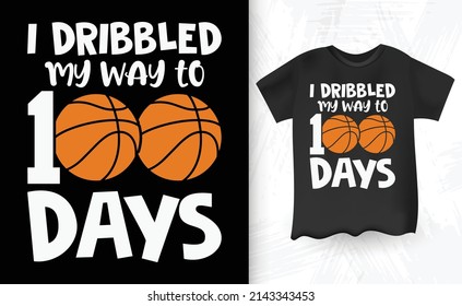 Funny Kids Basketball Player Retro Vintage T-shirt Design