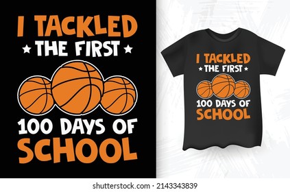 Funny Kids Basketball Player Vintage T-shirt Design