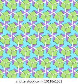 Funny kids cartoon pattern with geometric ornament. Patterns baby pink and blue.
