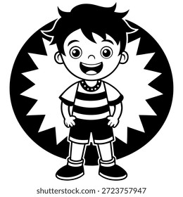 Vector divertido de la escena de dibujos animados de los niños
