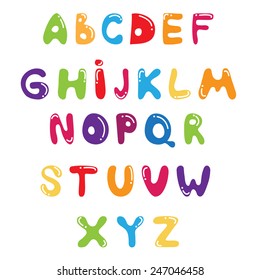 Funny kids colorful alphabet .Vector