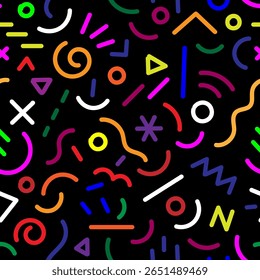 Funny kids faces creative seamless lines vector pattern