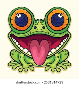 
Funny kids frog big eyes and open mouth vector illustration