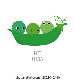 Funny kids graphic with lettering. Best friends. Vector hand drawn illustration.