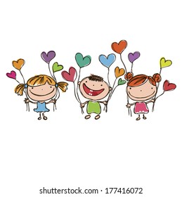 funny kids with hearts