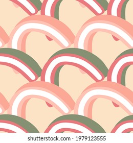 Funny kids jelly candy seamless pattern in abstract style. Pink and grey colored artwork. Doodle shapes. Decorative backdrop for fabric design, textile print, wrapping, cover. Vector illustration.