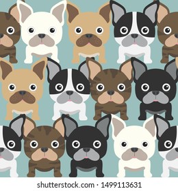 Funny kids pattern with pugs. Vector seamless texture can be used for fabrics, typology industry, kids things and other.