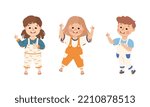 Funny Kids Pointing at Something with Extending Hand and Index Finger Vector Set