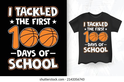Funny Kids School Vintage Basketball T-shirt Design