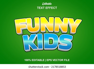 funny kids text effect with yellow and blue color editable.
