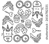 funny kids unicorn set bundle vector design 
