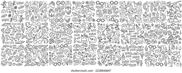 funny kids unicorn set bundle vector design 
