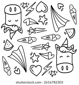 funny kids unicorn set bundle vector design 
